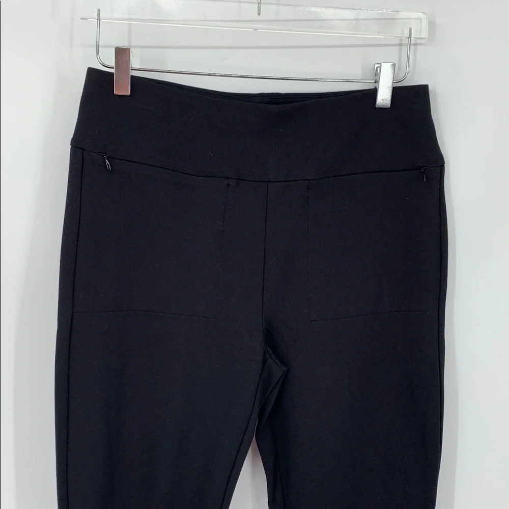CAbi Zipper leggings black stretch knit active pull-on yoga zip pants new Medium